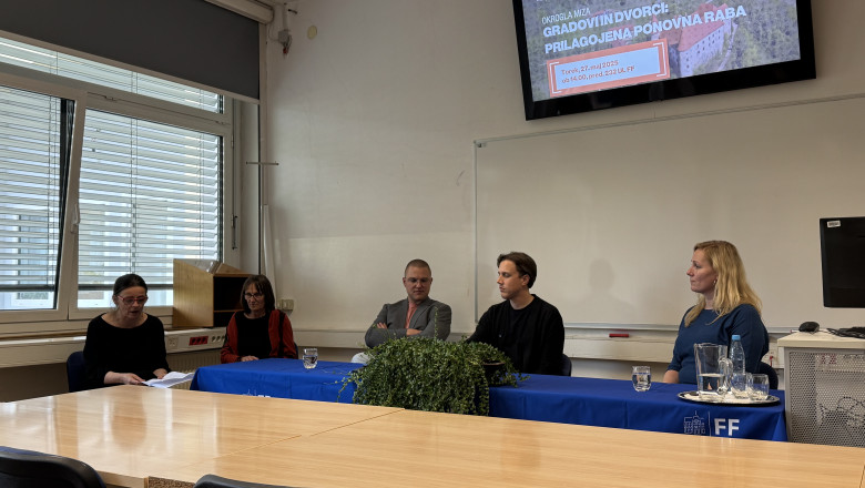 Na okrogli mizi so sodelovali Matevž Remškar, Andraž Keršič in Lucija Čakš Orač, diskusijo pa sta usmerjali Renata Novak Klemenčič in Barbara Lampič (foto: arhiv Oddelka za geografijo)